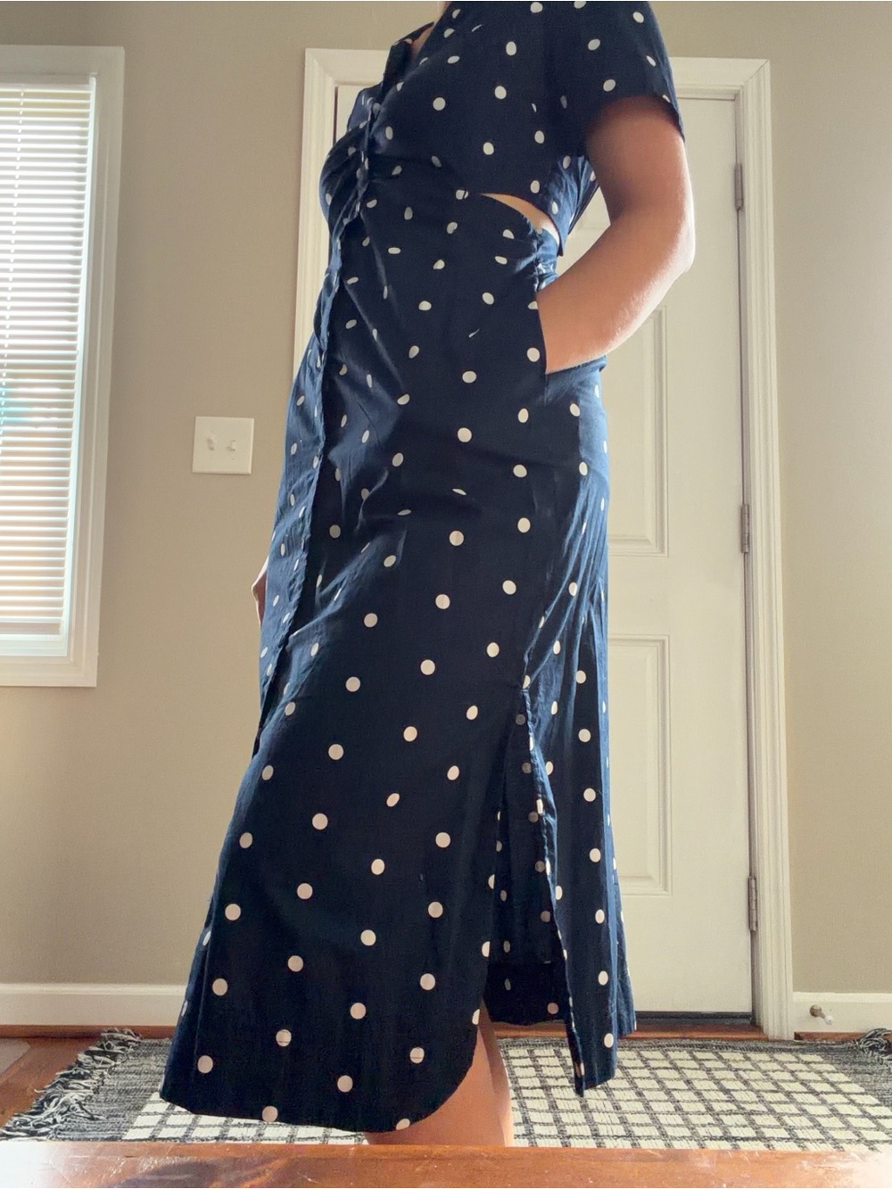 Old Navy Navy and White Polka Dot Dress